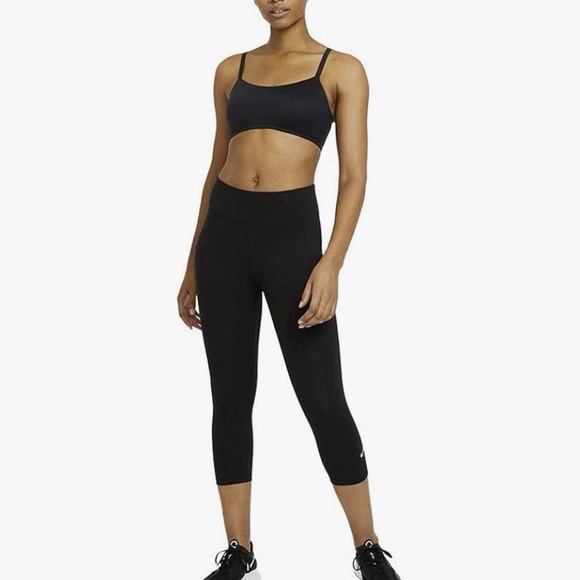 Nike Black Cropped Performance Leggings with White Swoosh - Picture 5 of 5